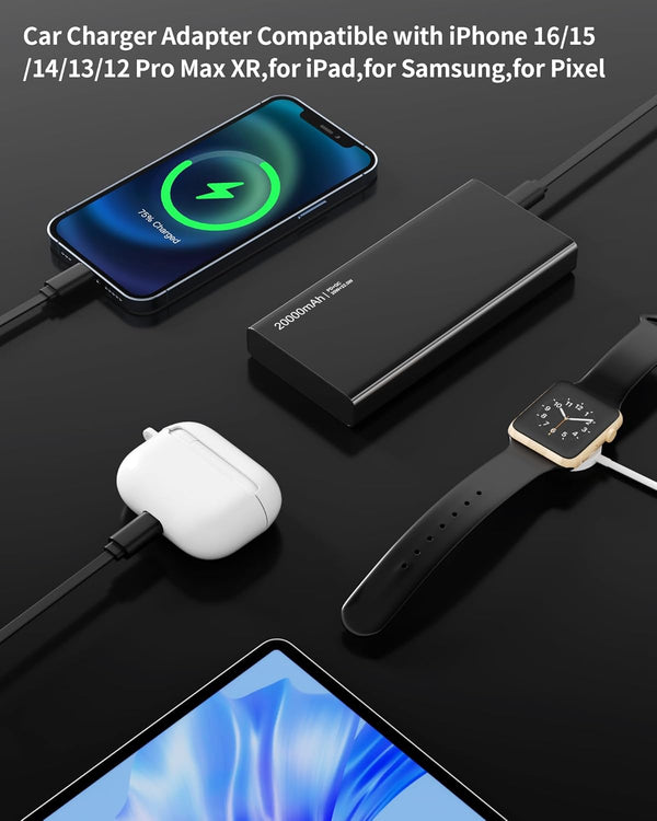 Încărcător Auto Retractabil cu Încărcare Rapidă și Afișaj Digital